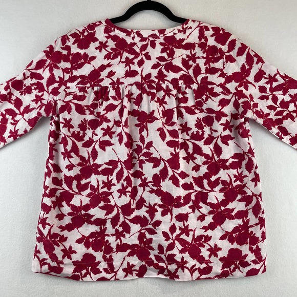 Pure Linen John Lewis Floral Long Sleeve Linen Blouse SZ 12 - Picture 2 of 10